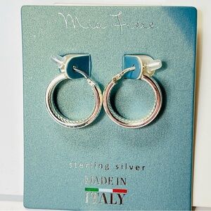MIA STERLING SILVER ETCHED HOOP EARRINGS MADE IN ITALY NWT